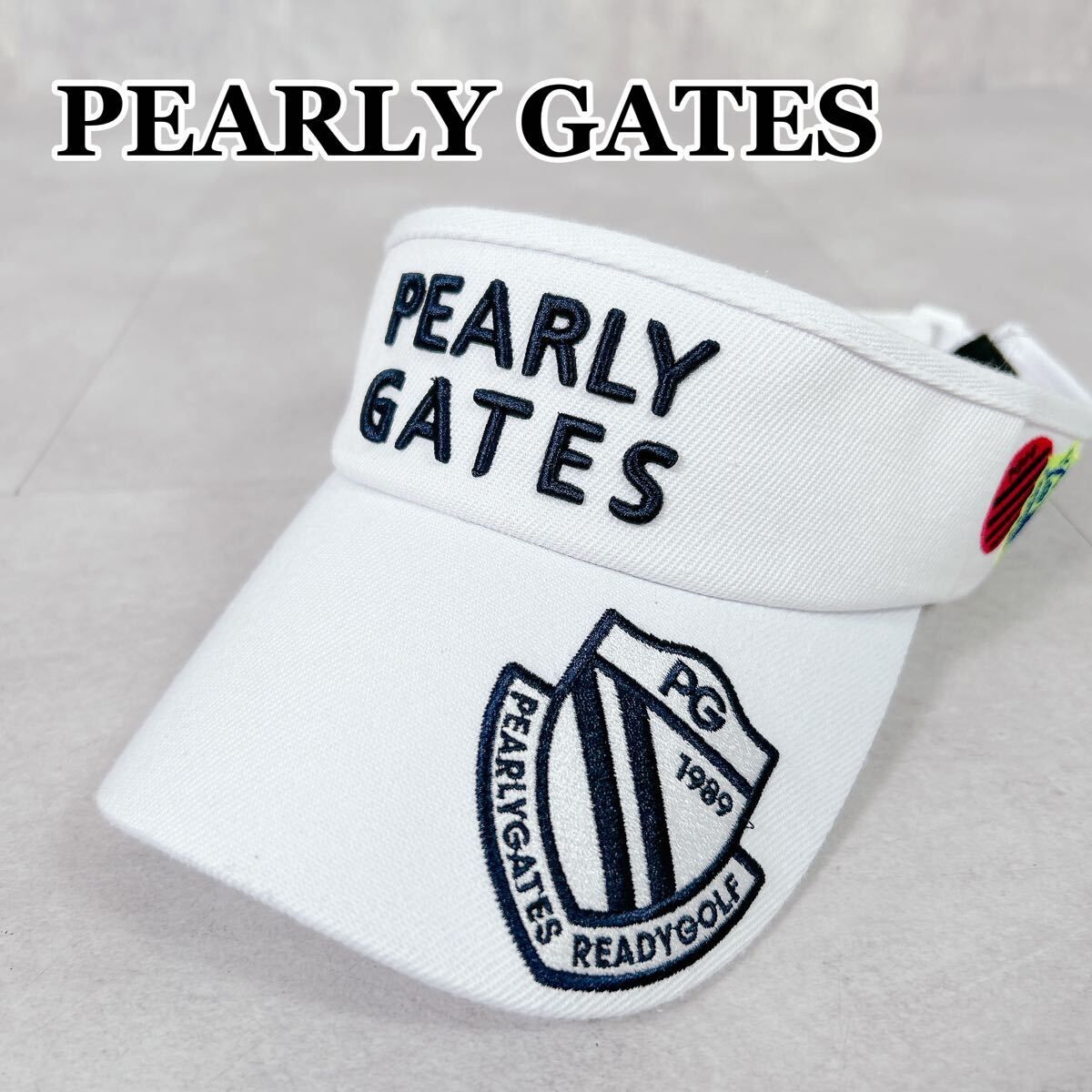 V050 PEARLY GATES パーリーゲイツ サンバイザー ロゴ ホワイト 白 ゴルフウェア キャップ FR