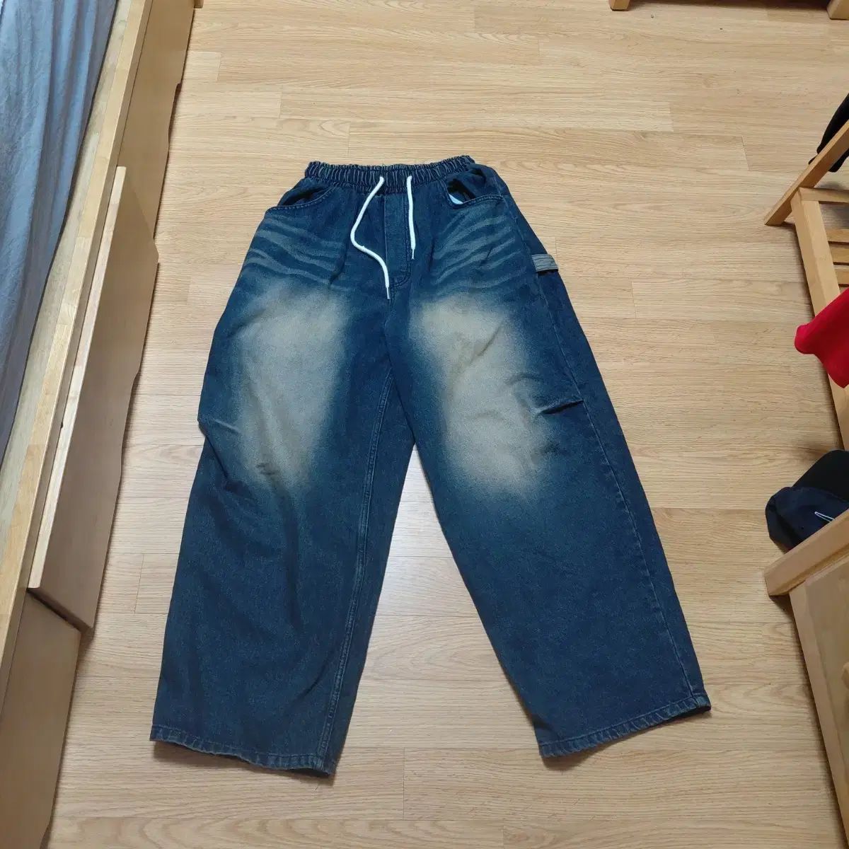 ウォッシュ デニム ワイド パンツ ISTJ VENDING MACHINE Ver. ズボン バルーンパンツ