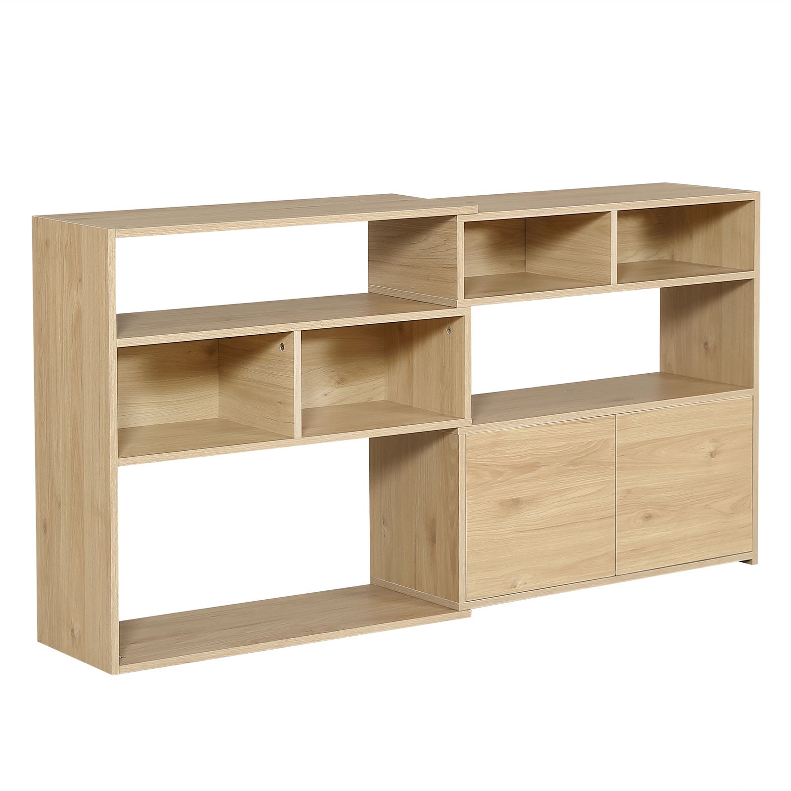 伸縮ラック オープンシェルフ サイドボード リビング収納 薄型 木製 本棚 おしゃれ キャビネット シンプル おしゃれ リビング収納 キッチン収納 幅80～158cm 高さ80cm 奥行30cm 組立品