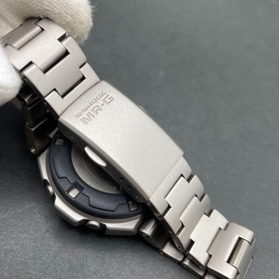 動作OK CASIO MRG-110 T-8 チタン TITANIUM 角型 四角 初代フルメタル カシオ G-SHOCK Gショック MR-G ミスターG QZクォーツ デジタル腕時計