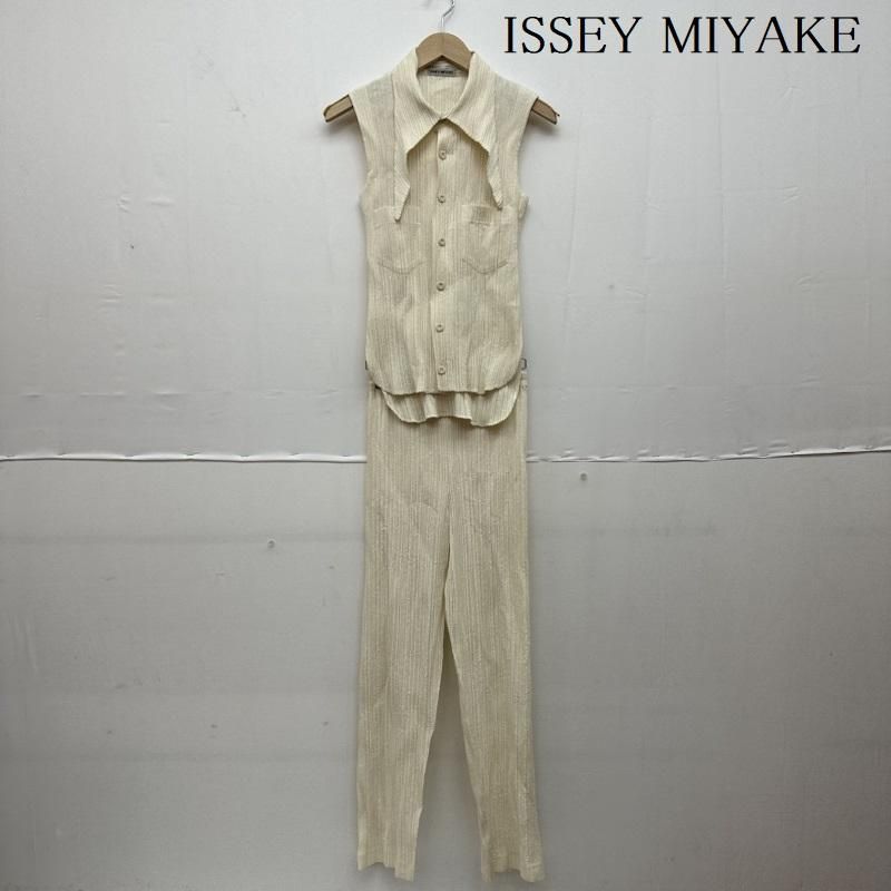 ISSEY MIYAKE イッセイミヤケ セットアップ PLEATS PLEASE プリーツ ペイズリー 柄 ノースリーブ シャツ ストレート パンツ セットアップ