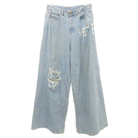 ヴェトモン VETEMENT ロゴ デストロイ バギーデニム パンツ ジーンズ