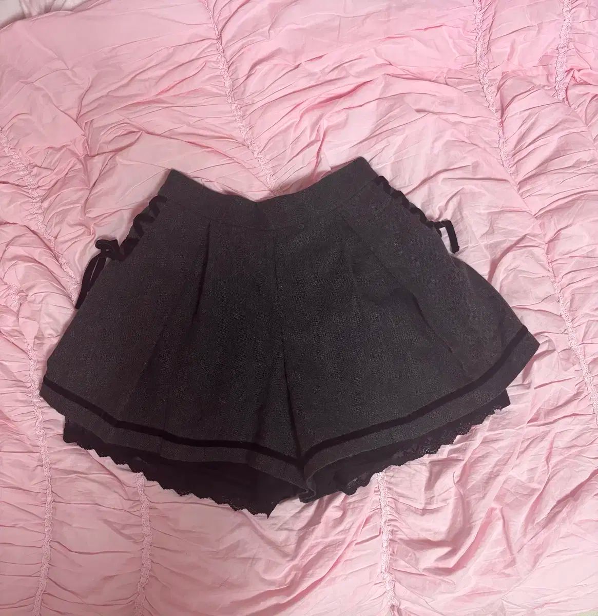 チャコール 本物 エンブロイダリー レース キュロットスカート 日本