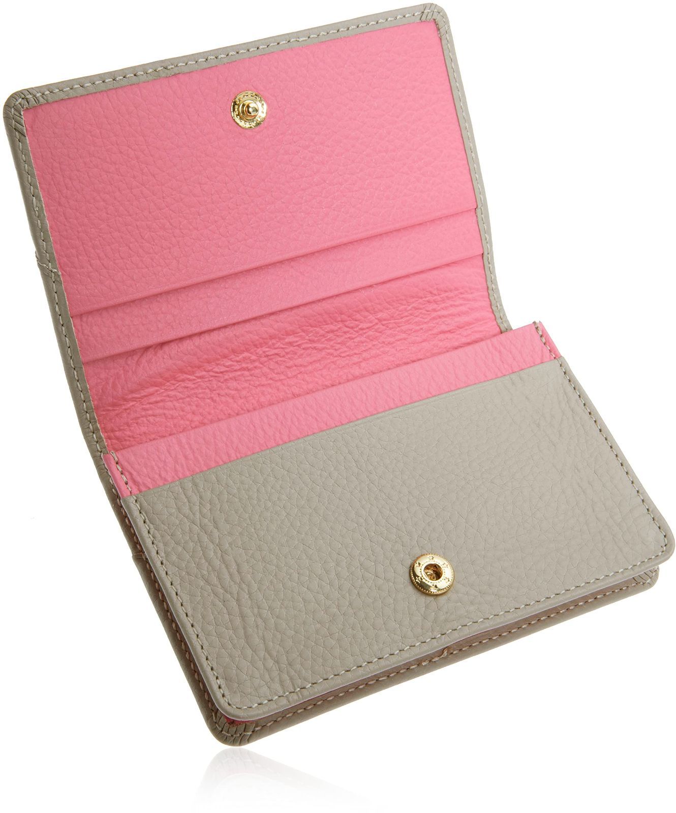 【特価商品】(グレージュ/パステルピンク) 名刺ケース 50枚収納】 大容量 【anan掲載 革 レディース 名刺入れ [DIALQUAL]