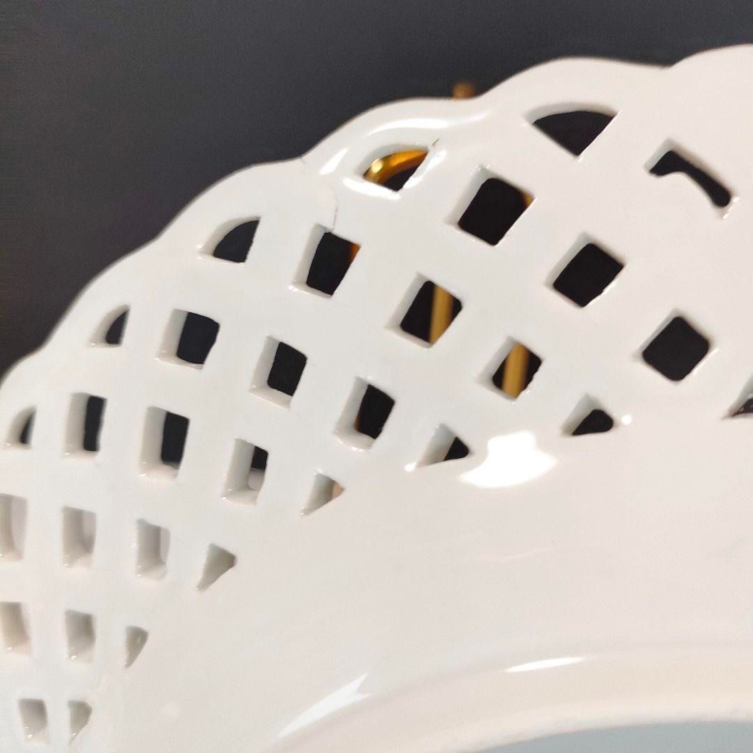 24㎝★マイセン 昆虫 ピアスエッジ 透かしプレート ピンクローズ 金彩 希少品 24㎝☆マイセン ピアスエッジ ピンクローズ 昆虫 金彩 透かしプレート