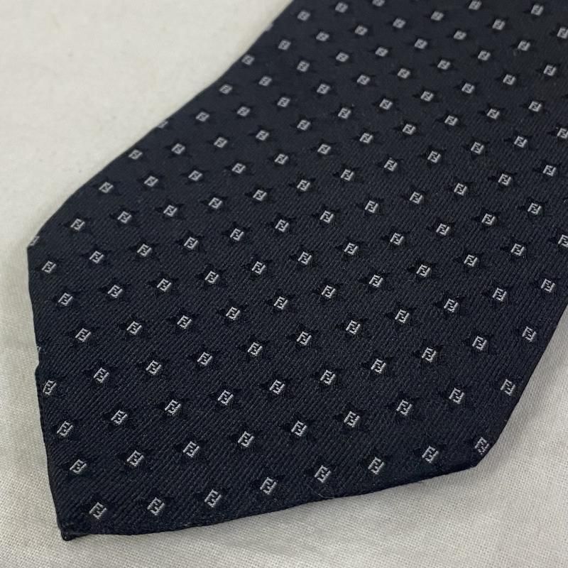 美品】FENDI フェンディ ネクタイ ズッカ柄 ブラック ピンク シルク