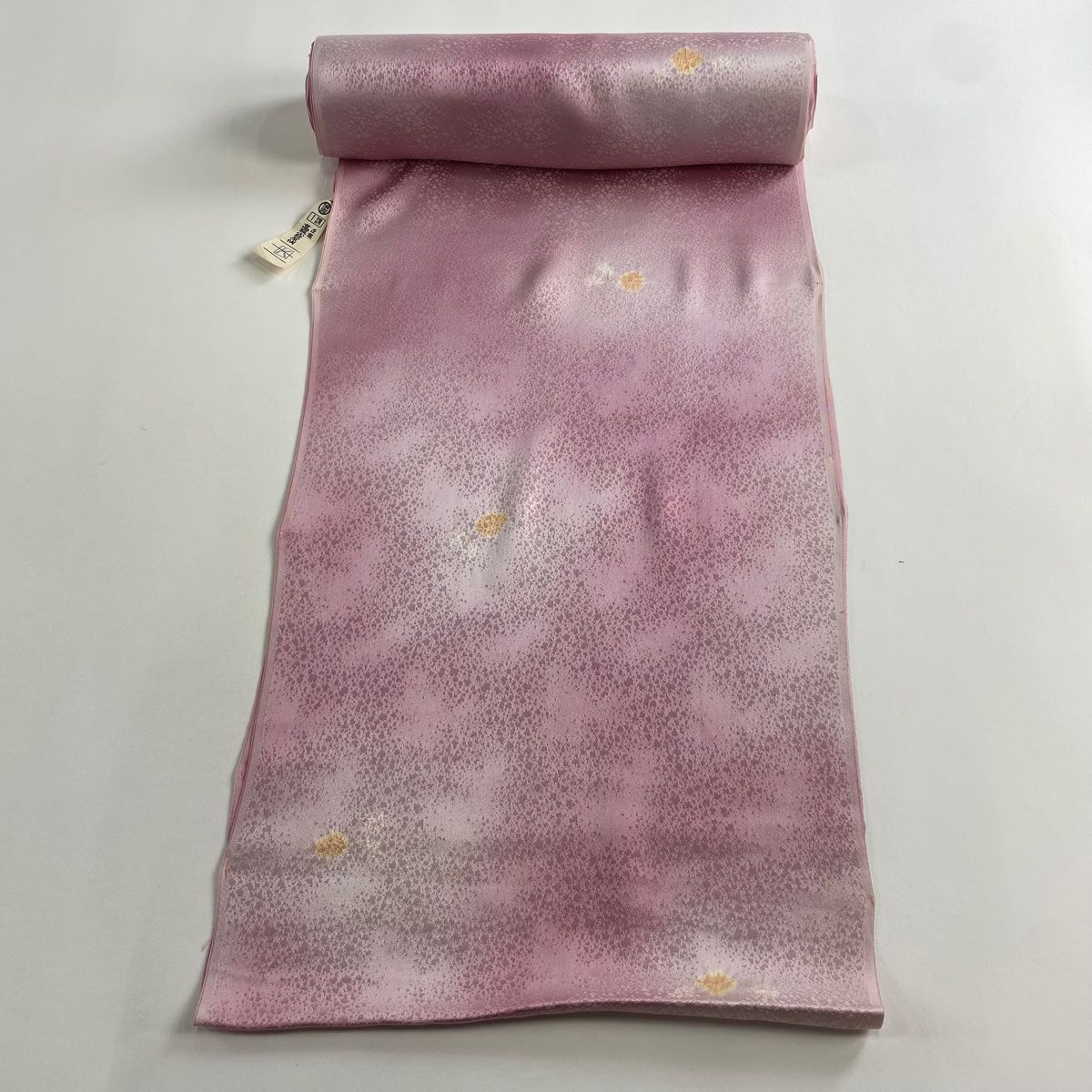 反物 秀品 小紋 幾何学模様 地紋 絞り ぼかし ピンク 正絹