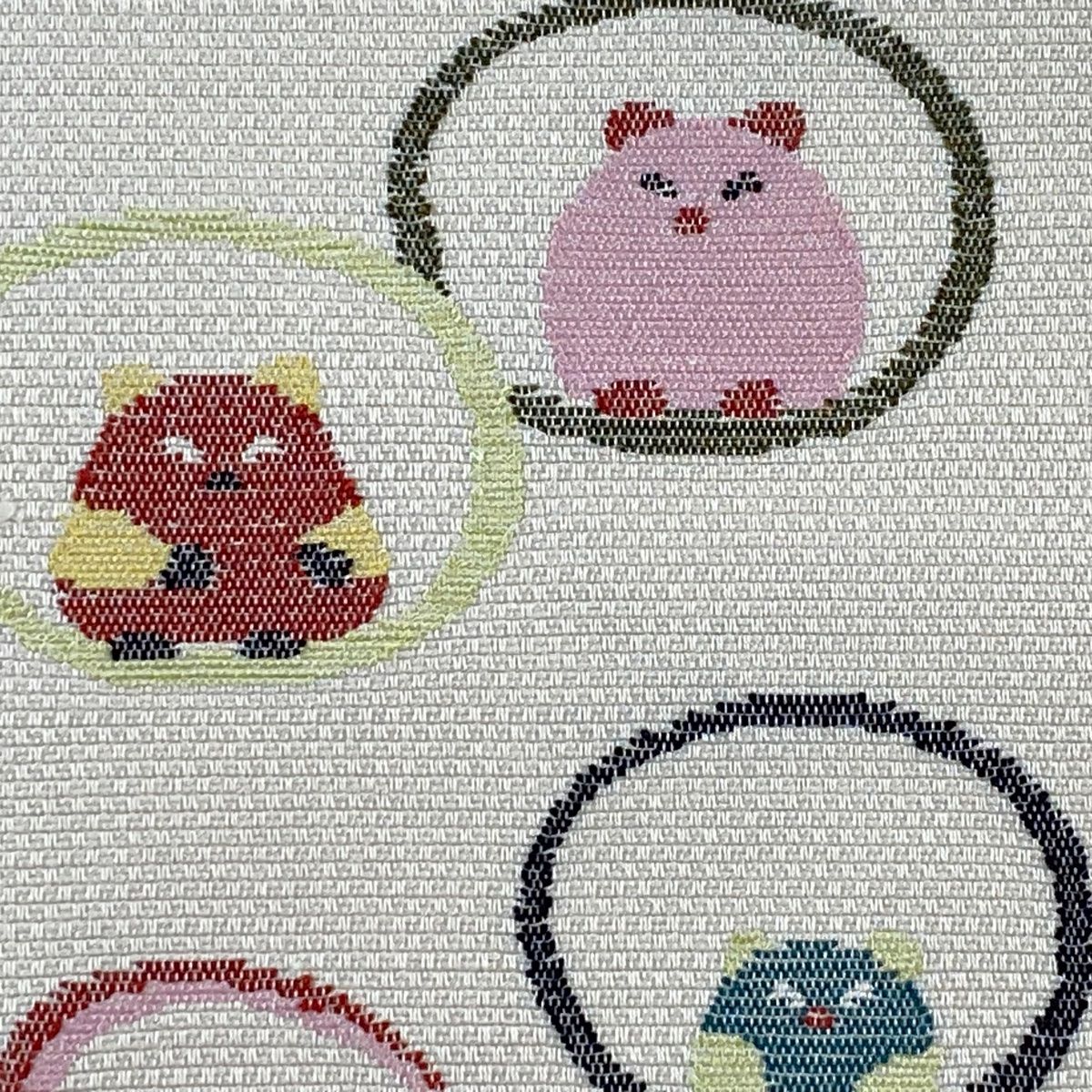 名古屋帯 八寸名古屋帯 ブタ ブタの蹄 クリーム 正絹