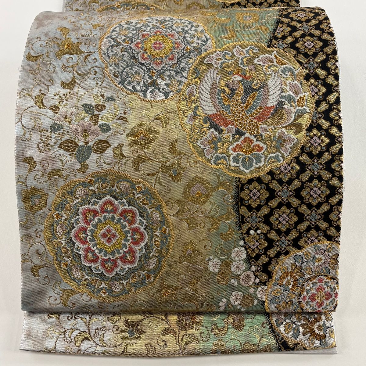 袋帯 秀品 鳳凰 華文 金糸 箔 薄緑 六通 正絹 【中古】 - メルカリ