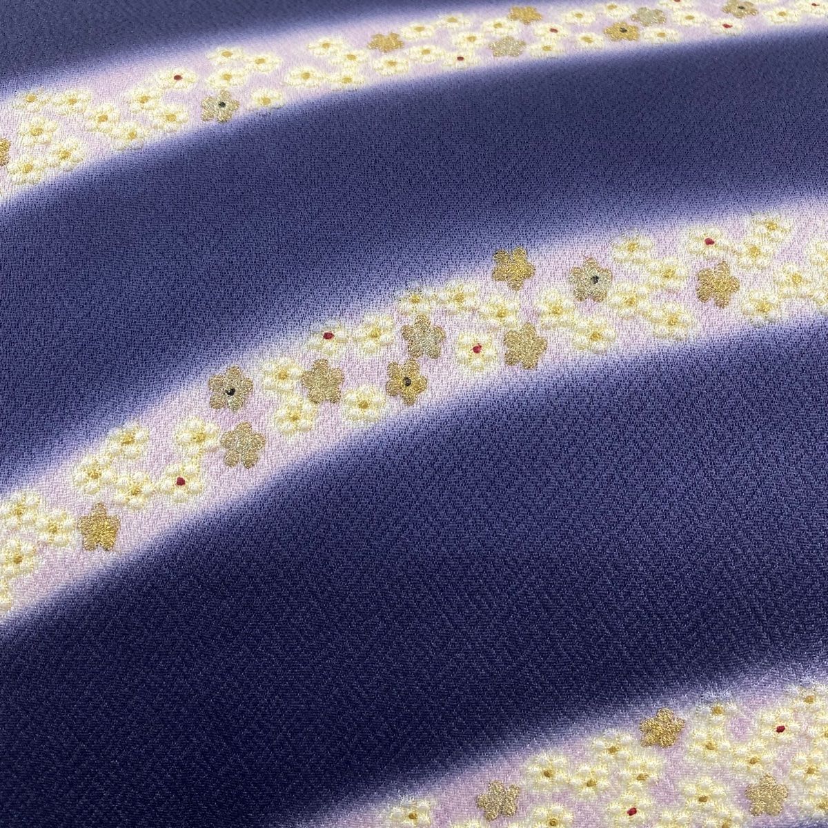 袋帯 名品 小花 刺繍 金銀糸 青紫 お太鼓柄 正絹 【中古】 - メルカリ