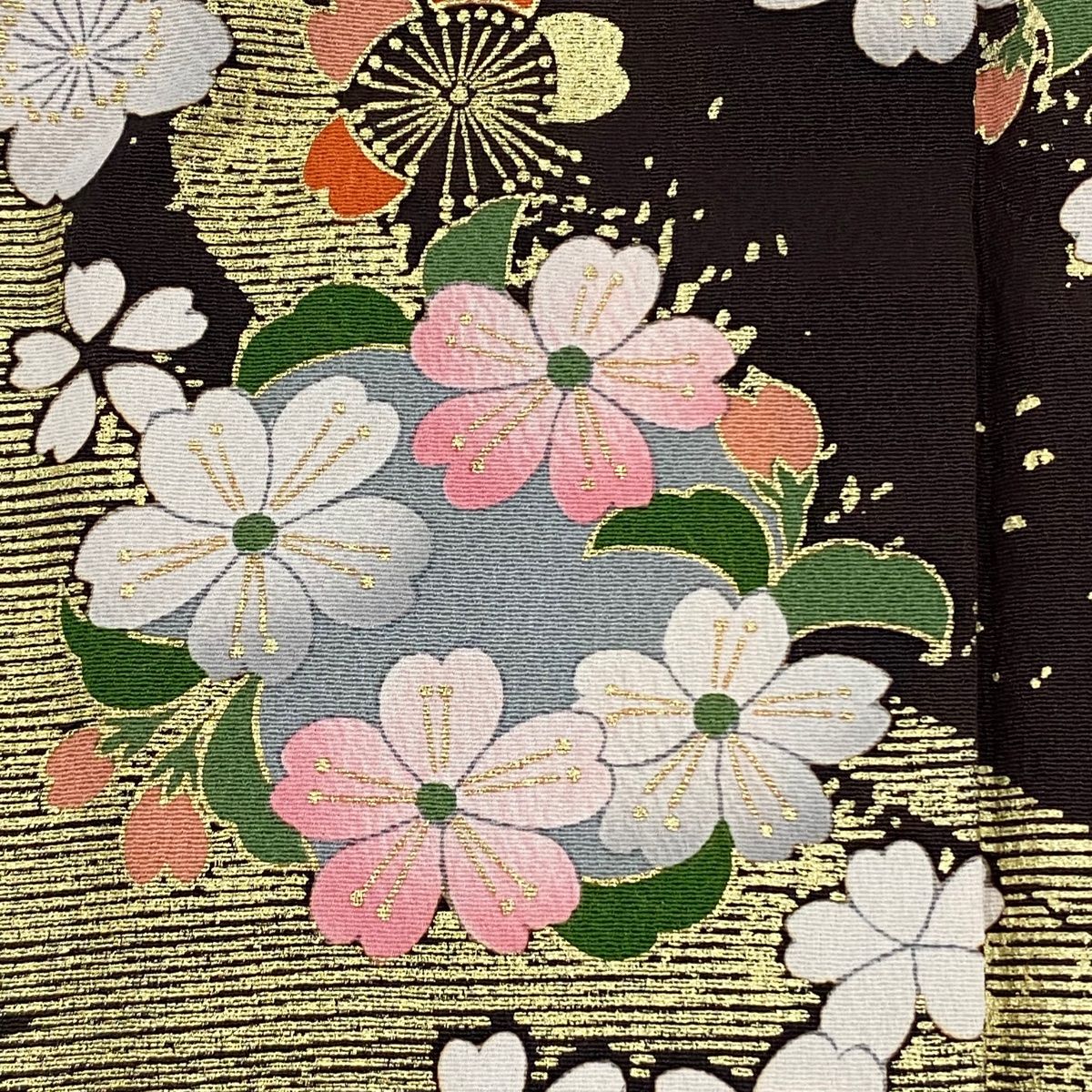 振袖 身丈162cm 裄丈67.5cm L 袷 御所車 牡丹 金彩 染め分け 赤 正絹