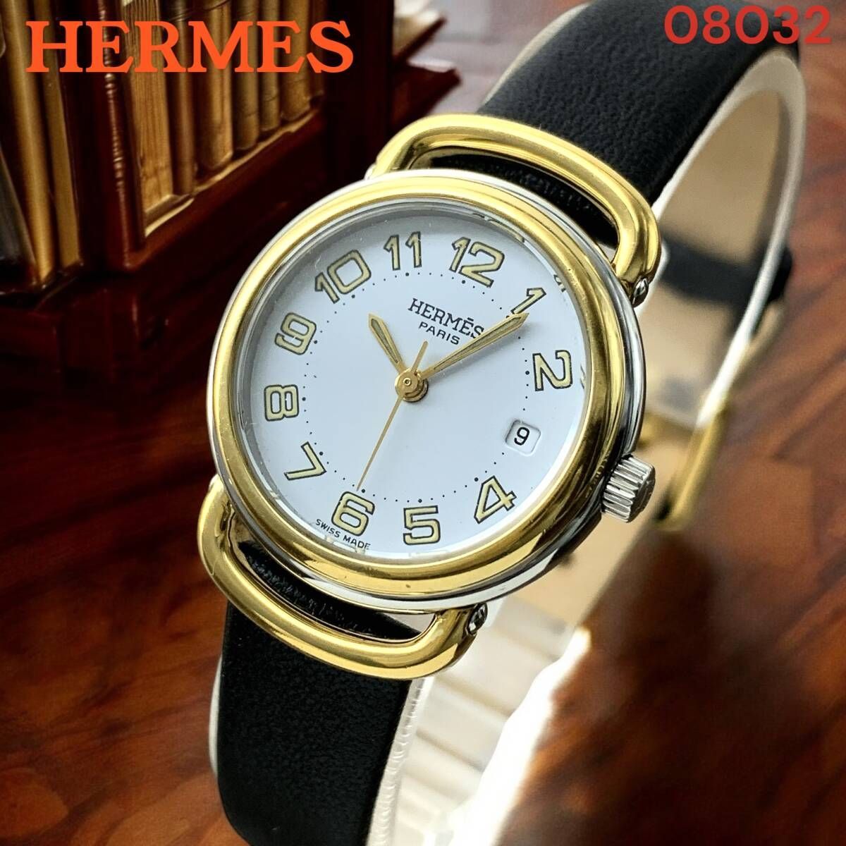 希少】HERMES/エルメス プルマン PU2.240 デイト レディース腕時計 