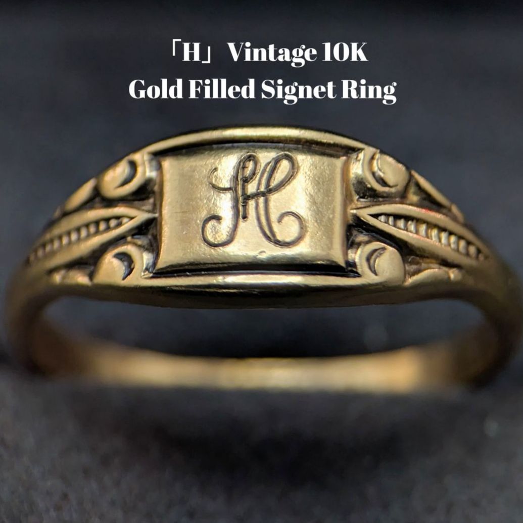 ヴィンテージ　10K GFシグネットリング　サイズ12号 イニシャルH ヴィンテージ 10K GFシグネットリング サイズ12号 イニシャルH - メルカリ