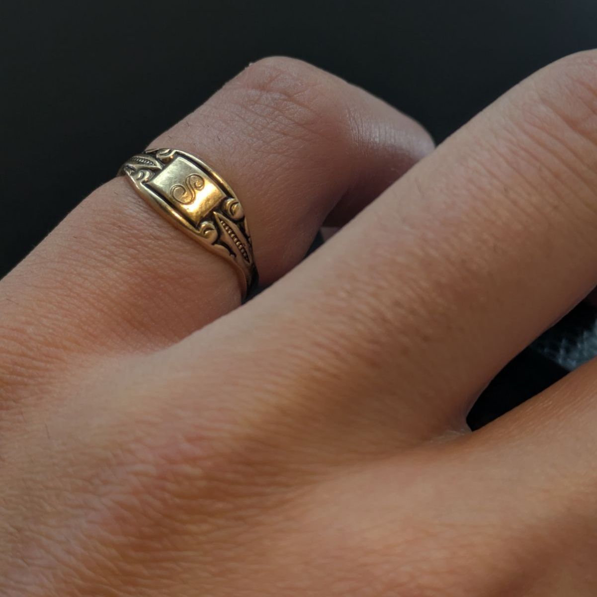 イニシャル「S」 ヴィンテージ 10金 GF シグネットリング 9号