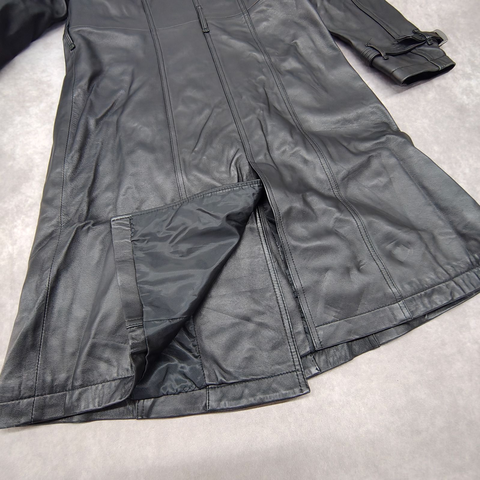 BELLUCCI レザーロング トレンチコート Mサイズ ラムレザー ブラック