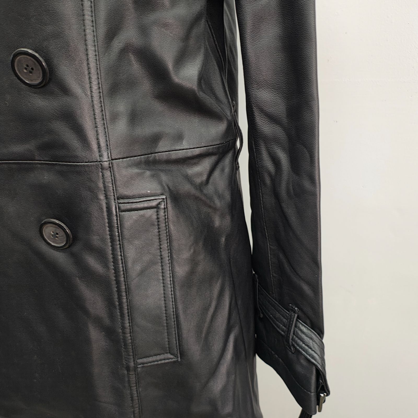BELLUCCI レザーロング トレンチコート Mサイズ ラムレザー ブラック