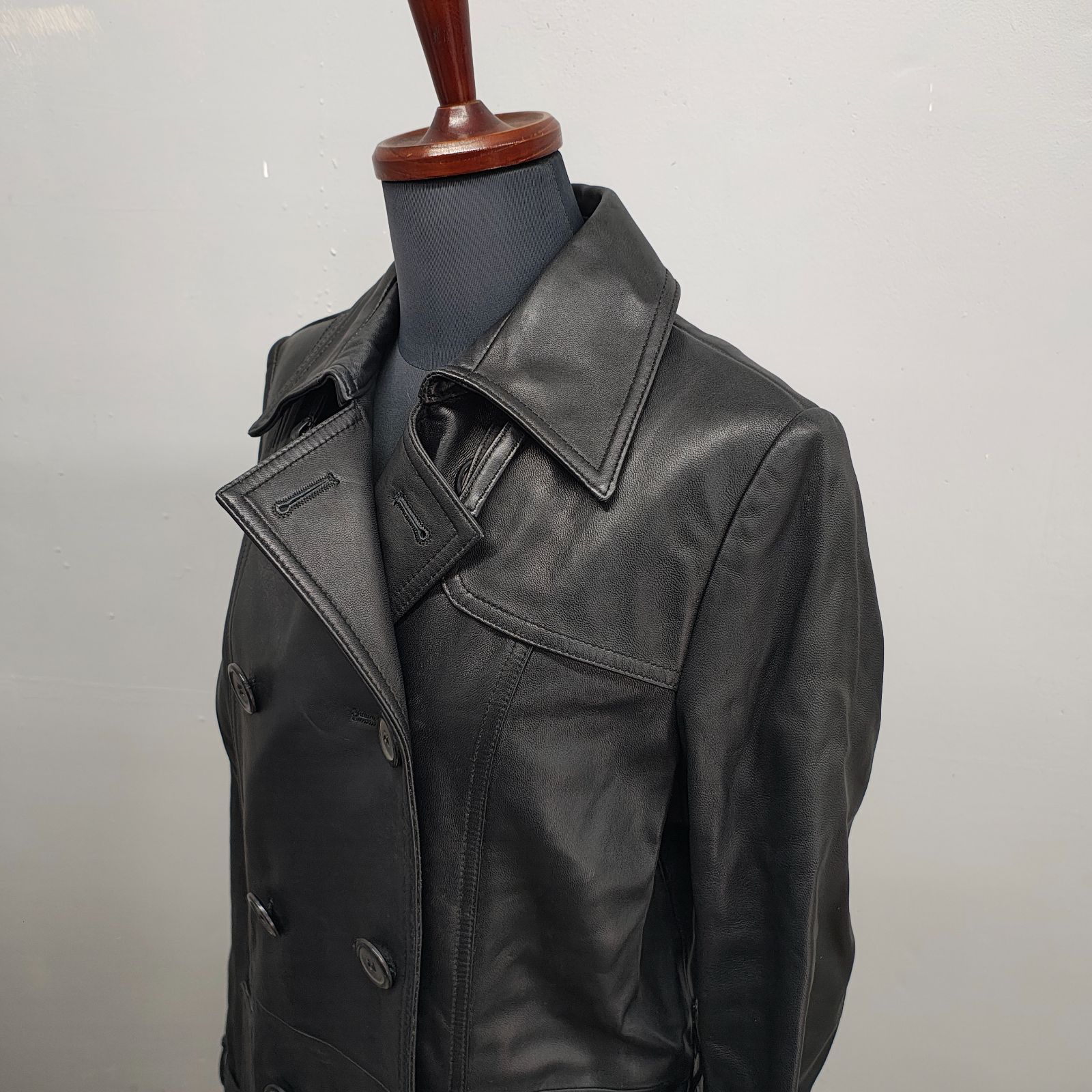 BELLUCCI レザーロング トレンチコート Mサイズ ラムレザー ブラック