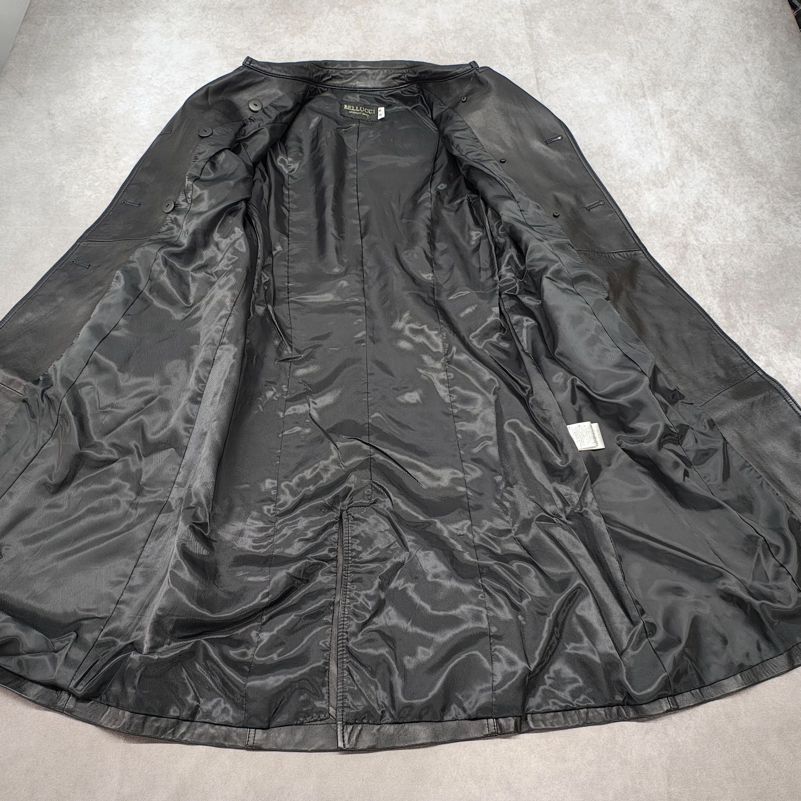 BELLUCCI レザーロング トレンチコート Mサイズ ラムレザー ブラック