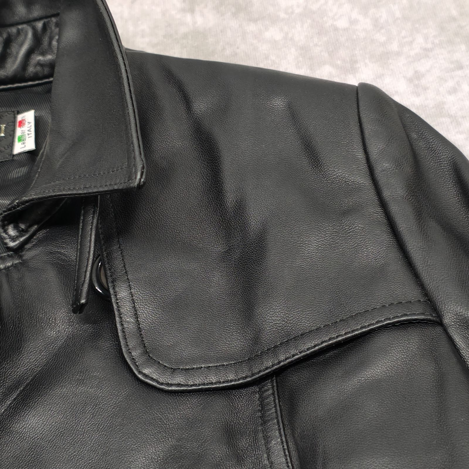 BELLUCCI レザーロング トレンチコート Mサイズ ラムレザー ブラック