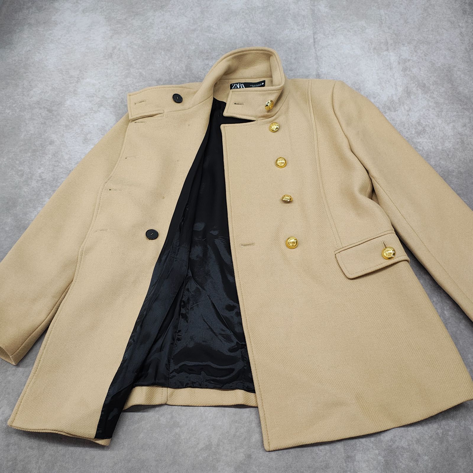 ZARA MANTECO XL ザラ ナポレオンコート ベージュ 金ボタン ダブル