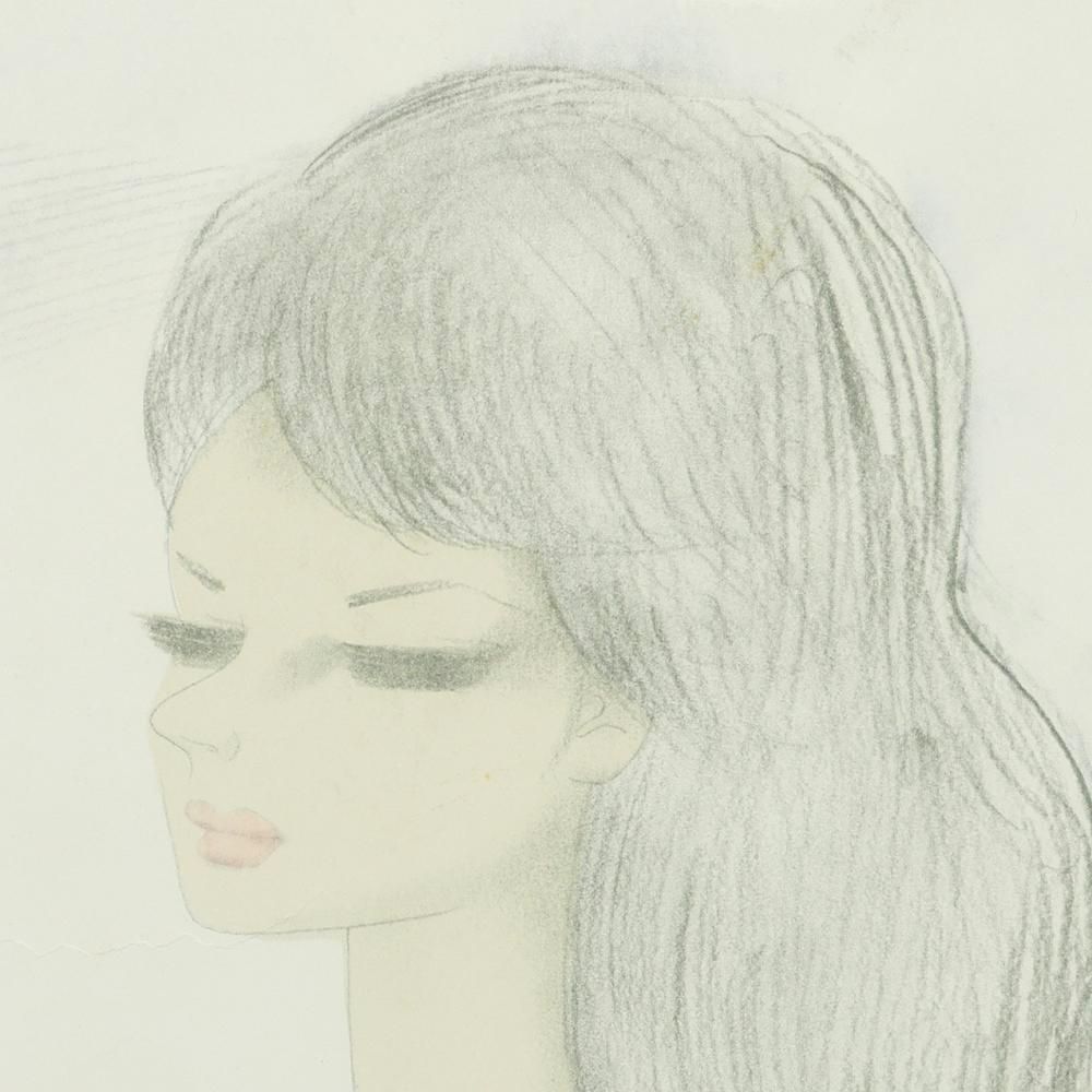 東郷青児 水彩画 「少女」 東郷青児 水彩 『女性像』 買取価格相場