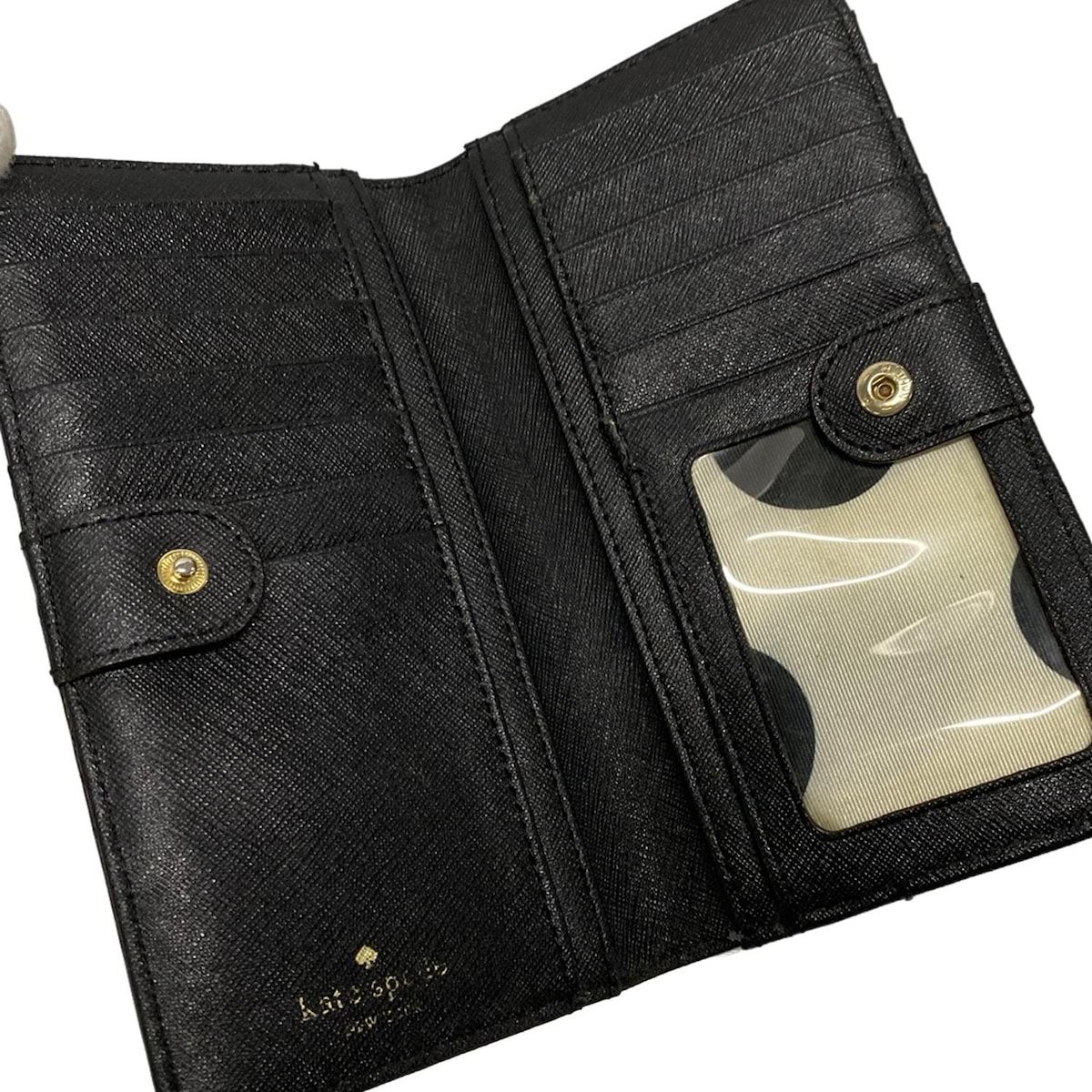 Kate spade(ケイトスペード) 長財布 - PWRU3905 黒 2つ折り財布/水玉