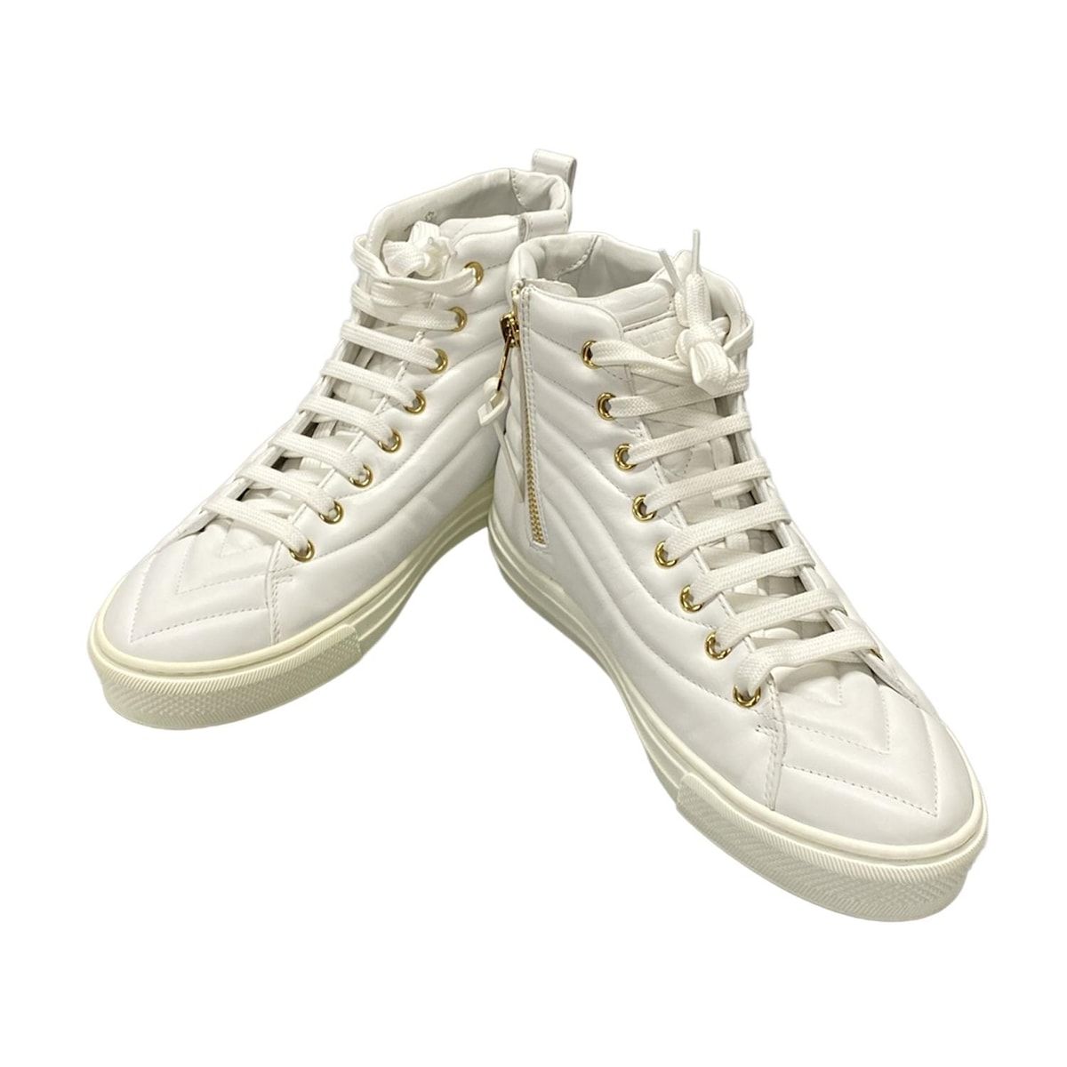 美品 Louisvuitton ハイカットスニーカーステラーライン ホワイト LOUIS VUITTON(ルイヴィトン) スニーカー 36 ユニセックス美品