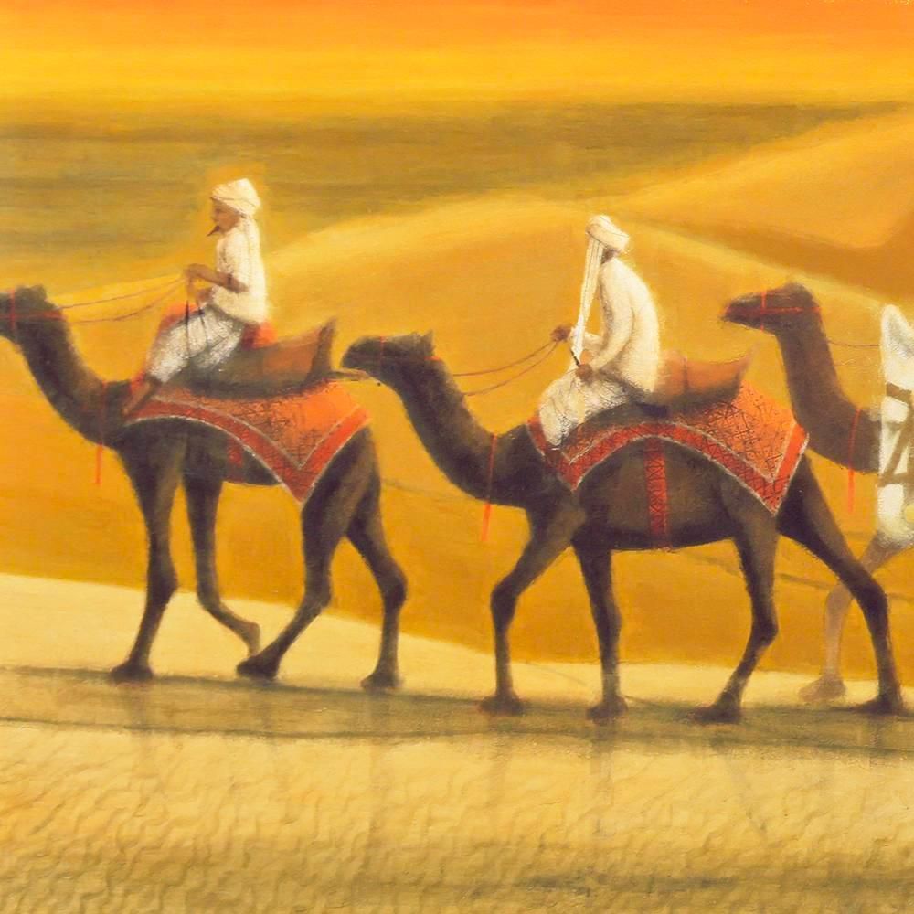 真作】【WISH】平山郁夫「アフガニスタンの砂漠を行く・日」彩美版 IWA