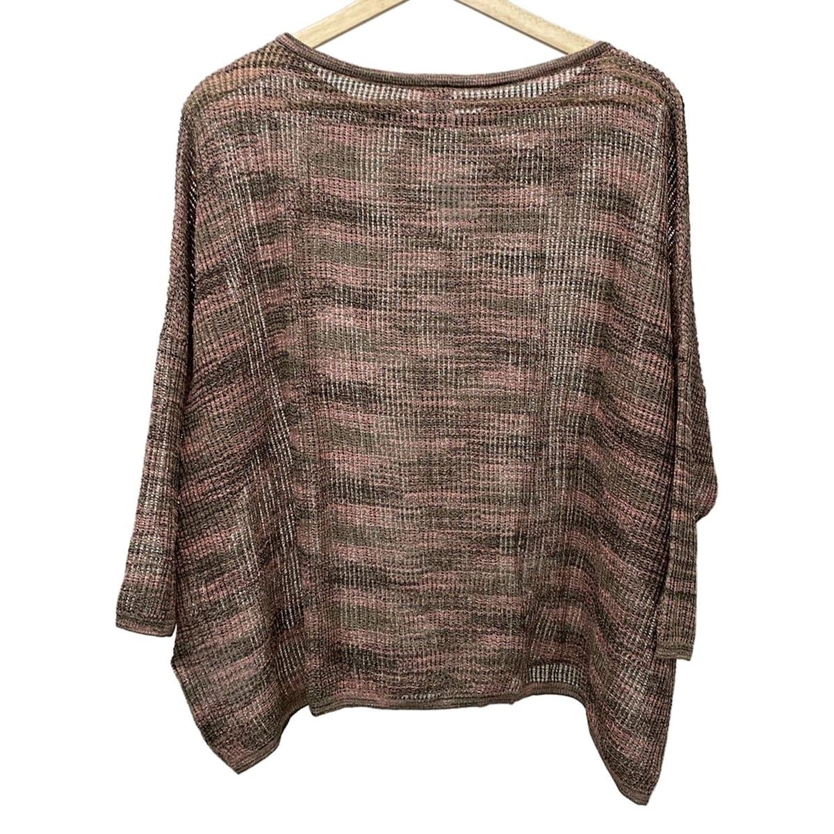 MISSONI ミッソーニ 長袖カットソー サイズS レディース - ベージュ×ピンク クルーネック ボーダー ラメ ニット