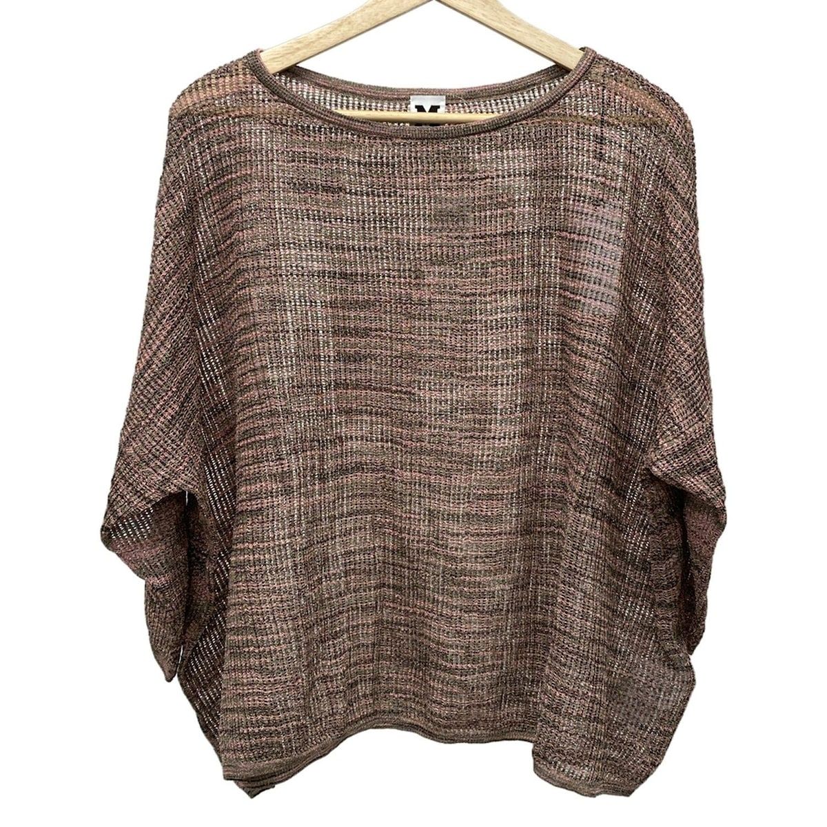 MISSONI ミッソーニ 長袖カットソー サイズS レディース - ベージュ×ピンク クルーネック ボーダー ラメ ニット