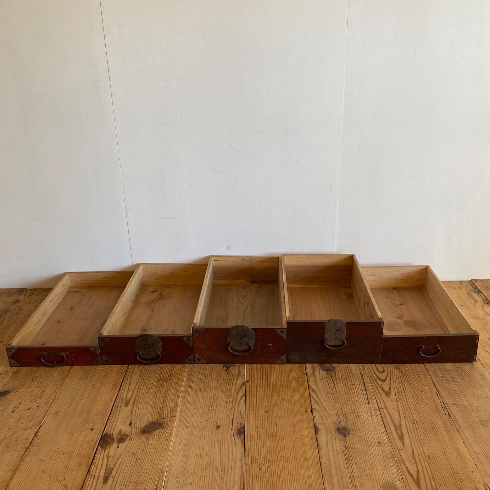 5点セット アンティーク 引き出し 木箱 古道具 無垢材 小物収納 y147