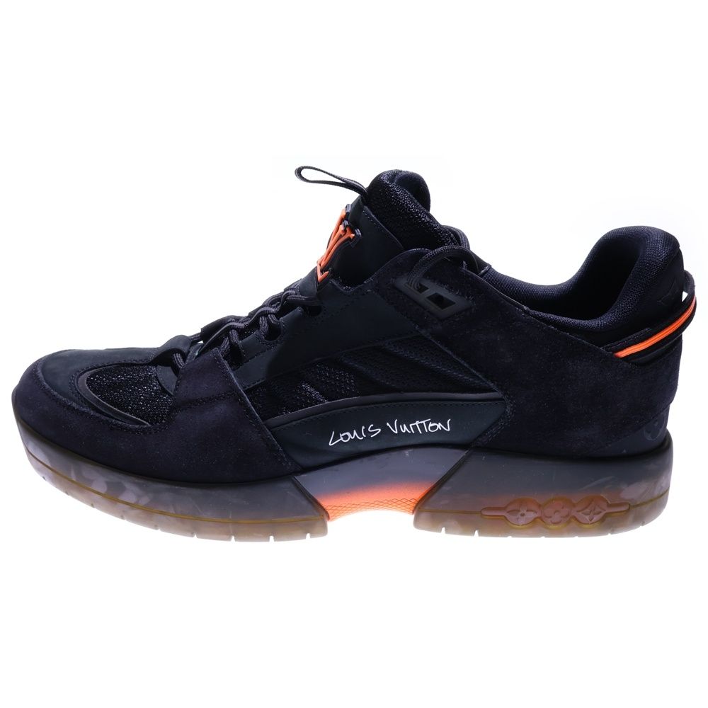 LOUIS VUITTON ルイヴィトン 21SS ×Lucien Clarke ルシアン クラーク アビュー ライン モノグラム スエードレザー メッシュ レースアップ ローカットシューズ スニーカー ブラック オレンジ