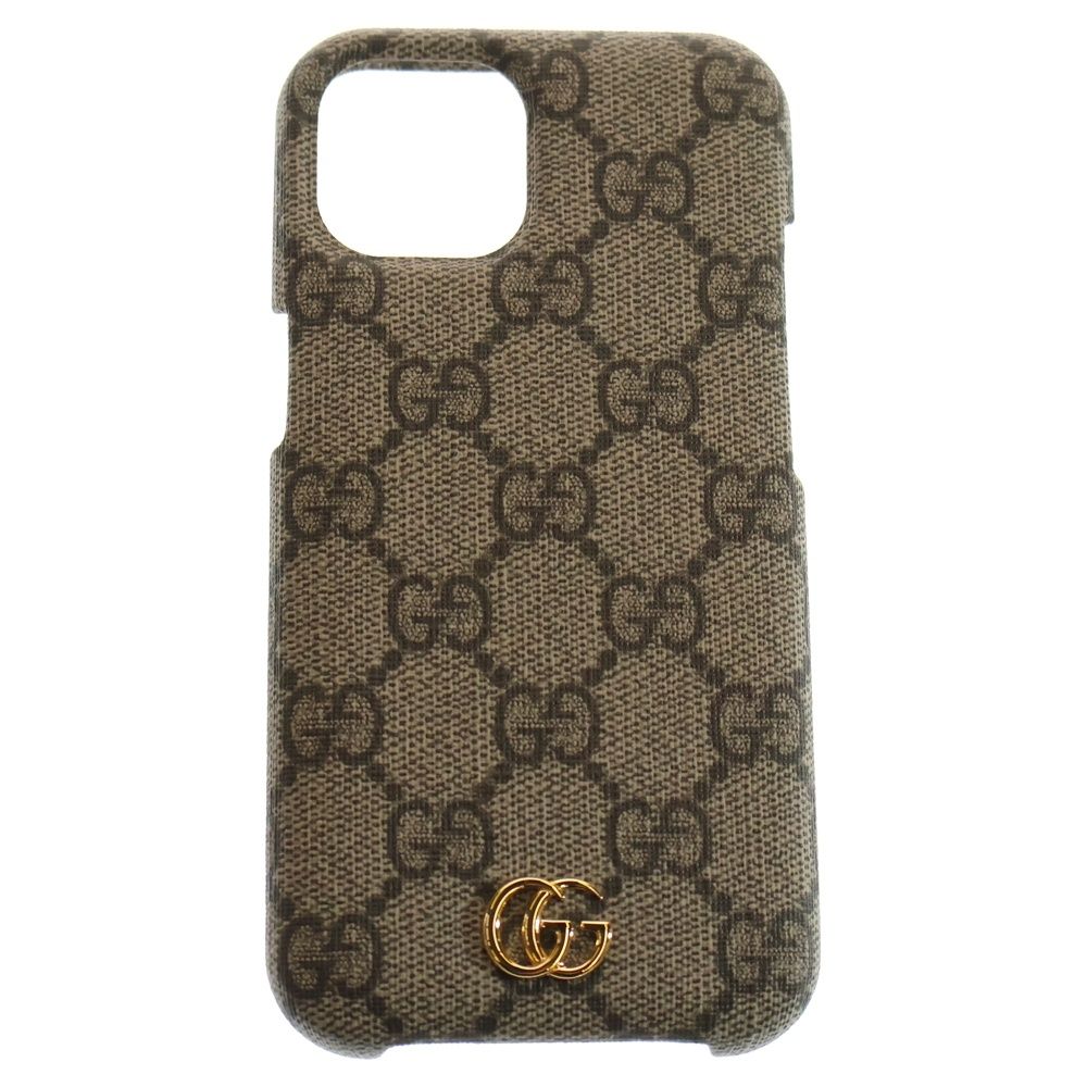 GUCCI (グッチ) GGスプリーム iPhone15 アイフォンケース ブラウン
