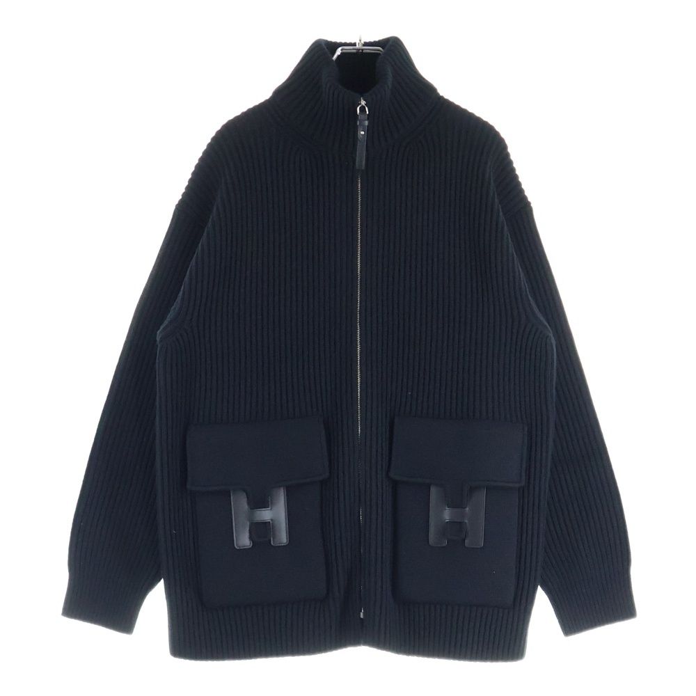 HERMES (エルメス) 22AW Hロゴパッチ ポケット ジップアップ ウール