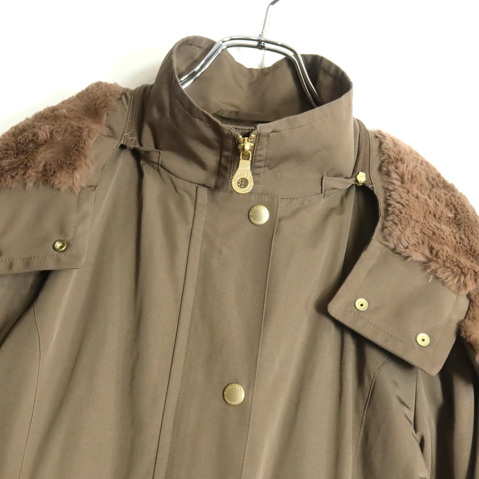 BLUE LABEL CRESTBRIDGE 　コート　38　ファー 良品 ブルーレーベルクレストブリッジ 2way ベルト付き ラビットファー