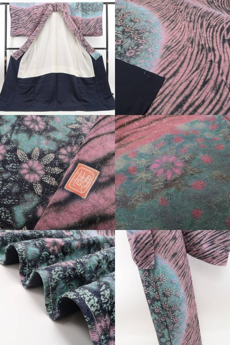 ❁tomihisa❁新品 滝泰謹製 おぼろ染め 相良刺繍 着物“香るが如く花を