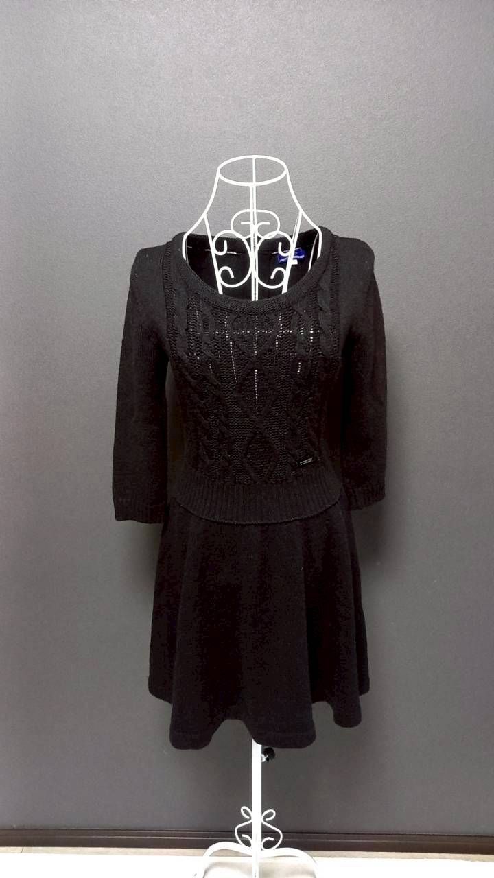 BURBERRY BLUE LABEL バーバリー ケーブルニットワンピース ブラック