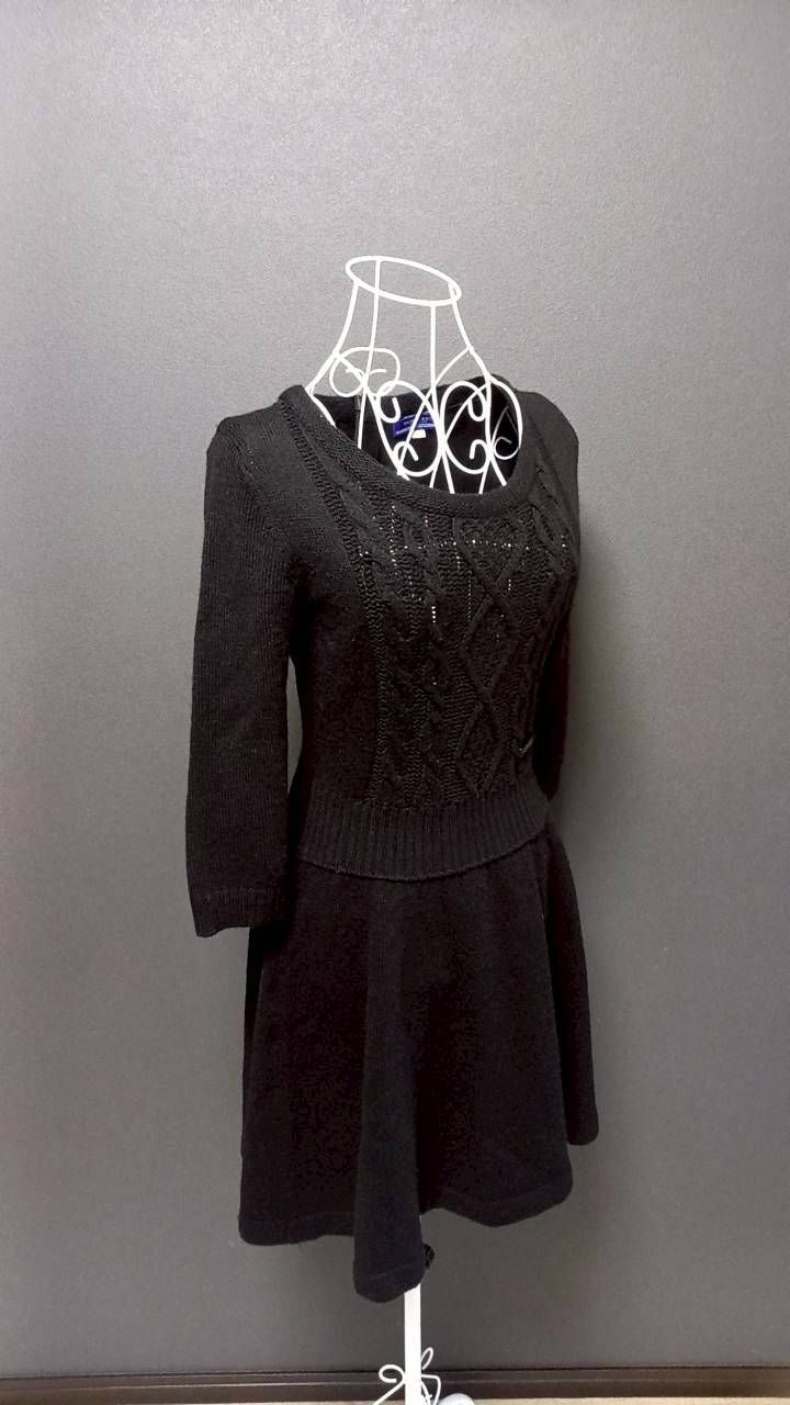 BURBERRY BLUE LABEL バーバリー ケーブルニットワンピース ブラック