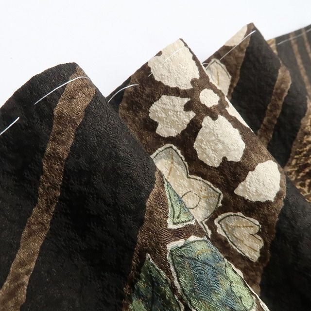 ❁tomihisa❁ 辻ヶ花 落款 辰人 着物 正絹 仕付け糸付 トールサイズ 作家物 黒緑の温もりに映える辻ヶ花の彩り 訪問着 6778