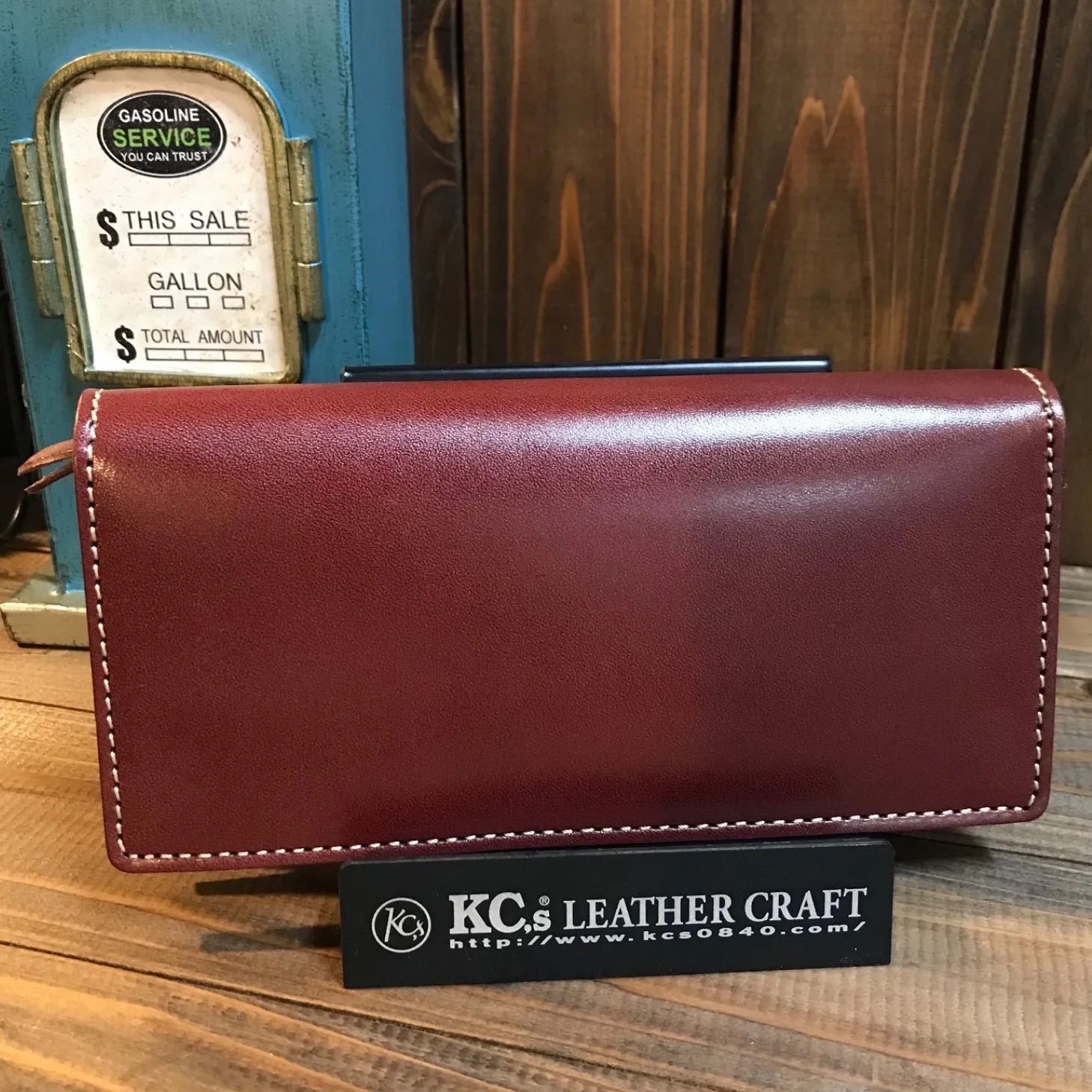 kc s ケーシーズ ウォレット 長財布 レザー 牛革 カウハイド エンジ 赤 シンプル