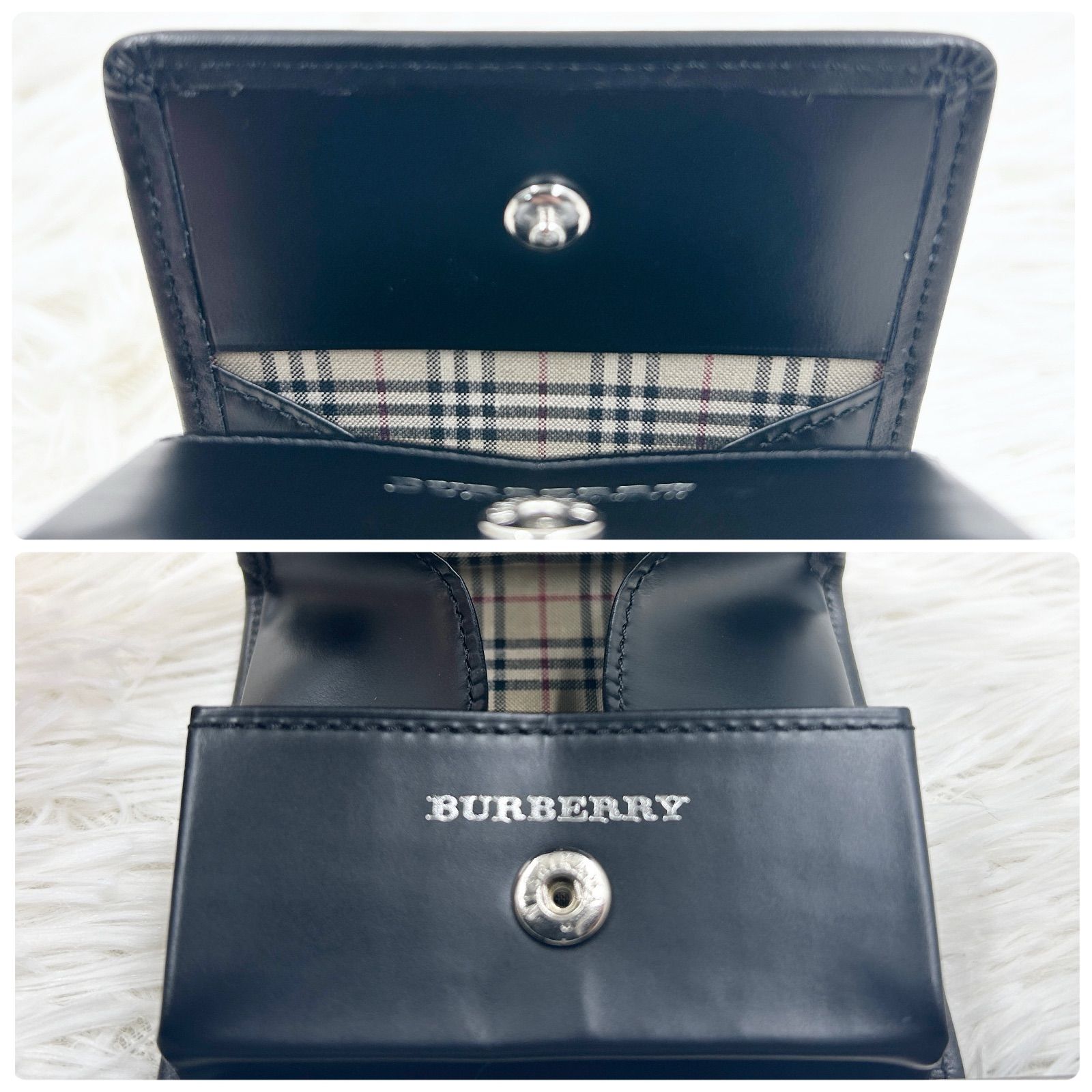 極美品/バーバリー/BURBERRY◇ノバチェック/ブラック/コインケース