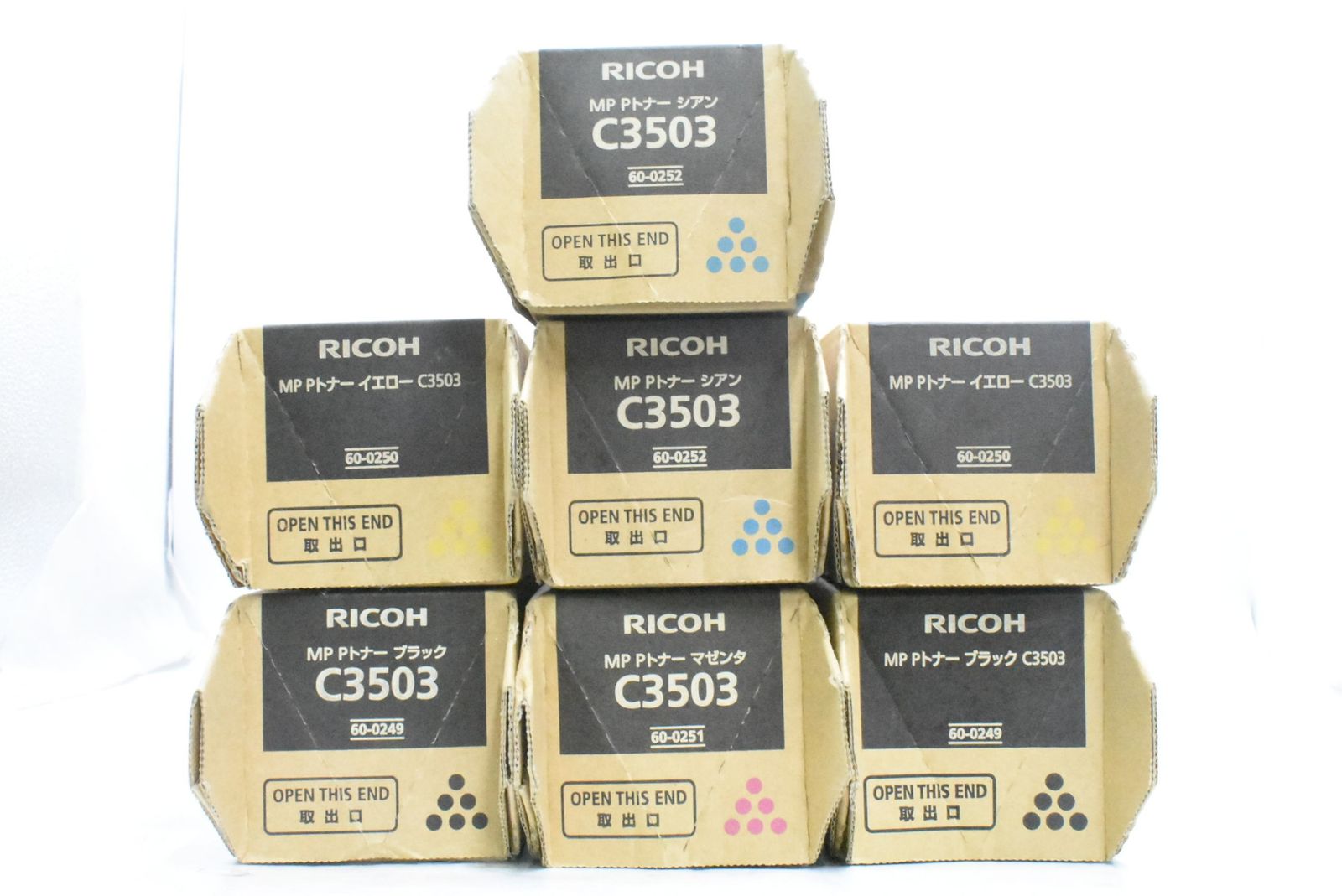 未使用 RICOH 純正 トナー C3503 4色7本（シアン・マゼンタ・イエロー・ブラック） リコー ITEAHD0J7FTG-D-N12-byebye