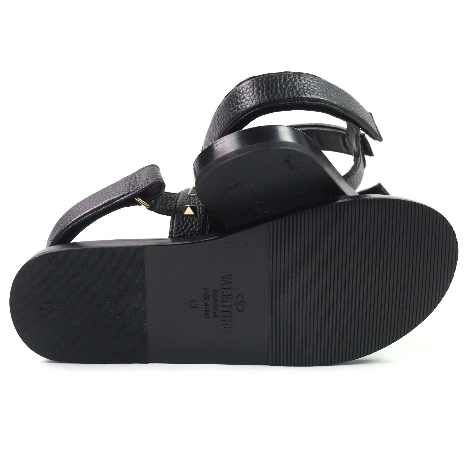 ヴァレンティノ レザー ファブリック ロックスタッズ サンダル