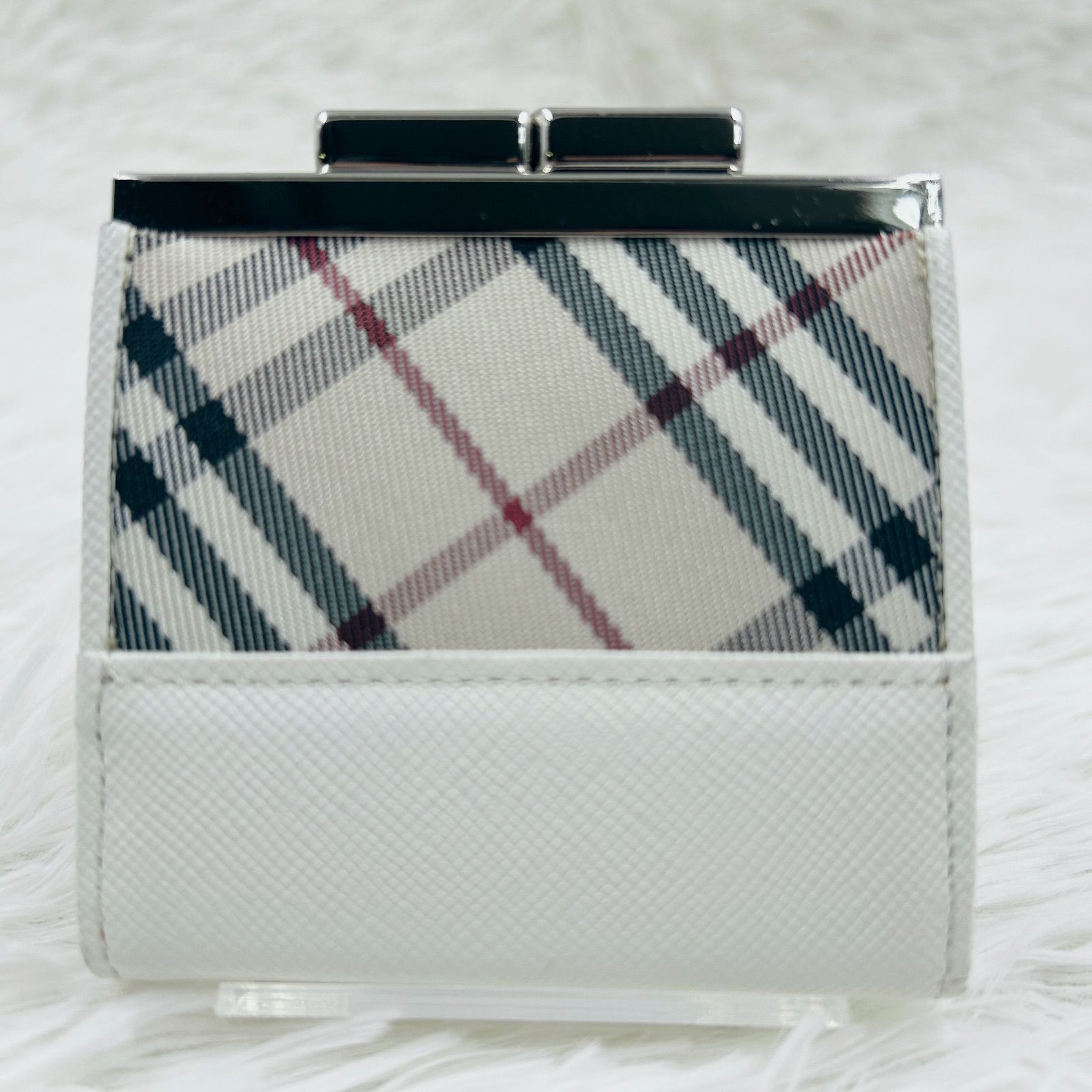 極美品/バーバリー/BURBERRY◇ノバチェック/白/コインケース/がま口