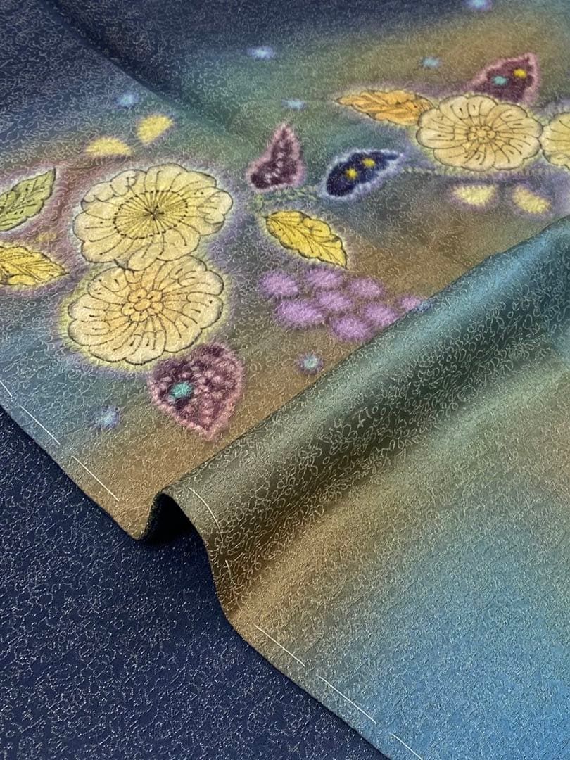 二代目 久保田一竹 訪問着 辻ヶ花 落款入 正絹 躾糸付き ガード加工済