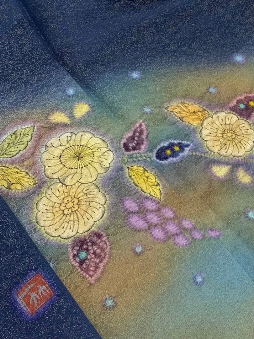 二代目 久保田一竹 訪問着 辻ヶ花 落款入 正絹 躾糸付き ガード加工済