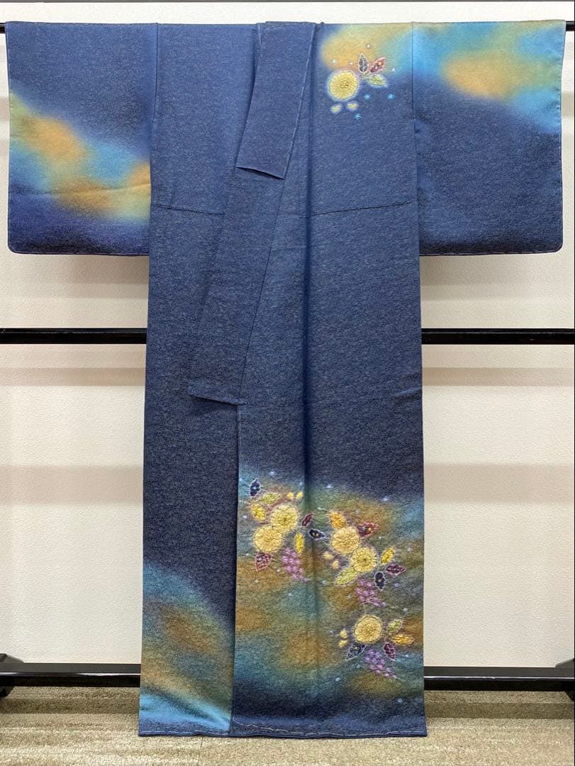 二代目 久保田一竹 訪問着 辻ヶ花 落款入 正絹 躾糸付き ガード加工済