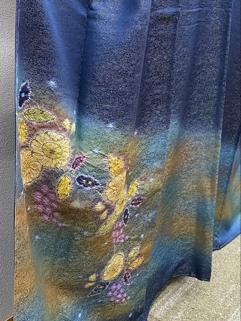 二代目 久保田一竹 訪問着 辻ヶ花 落款入 正絹 躾糸付き ガード加工済