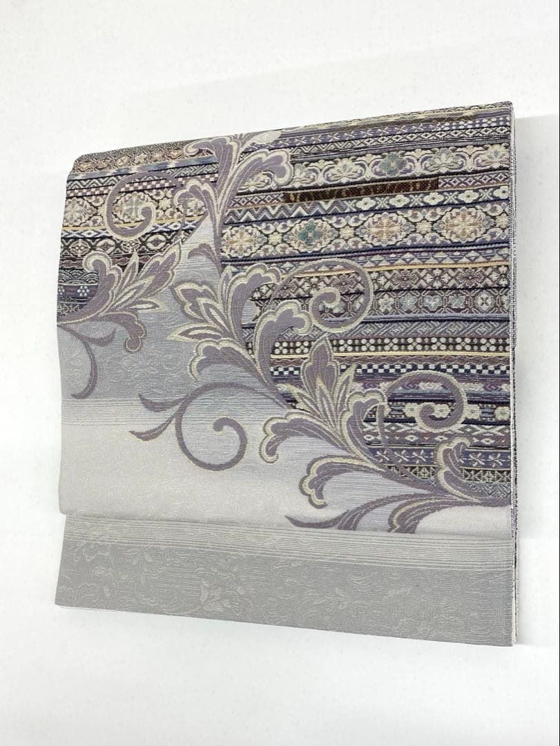 螺鈿細工 金華山 輪奈織 西陣織 袋帯 七宝繋ぎ 吉祥文様 銀糸 正絹 六通 螺鈿細工 金華山 輪奈織 西陣織 袋帯 七宝繋ぎ 吉祥文様 銀糸 正絹 六通