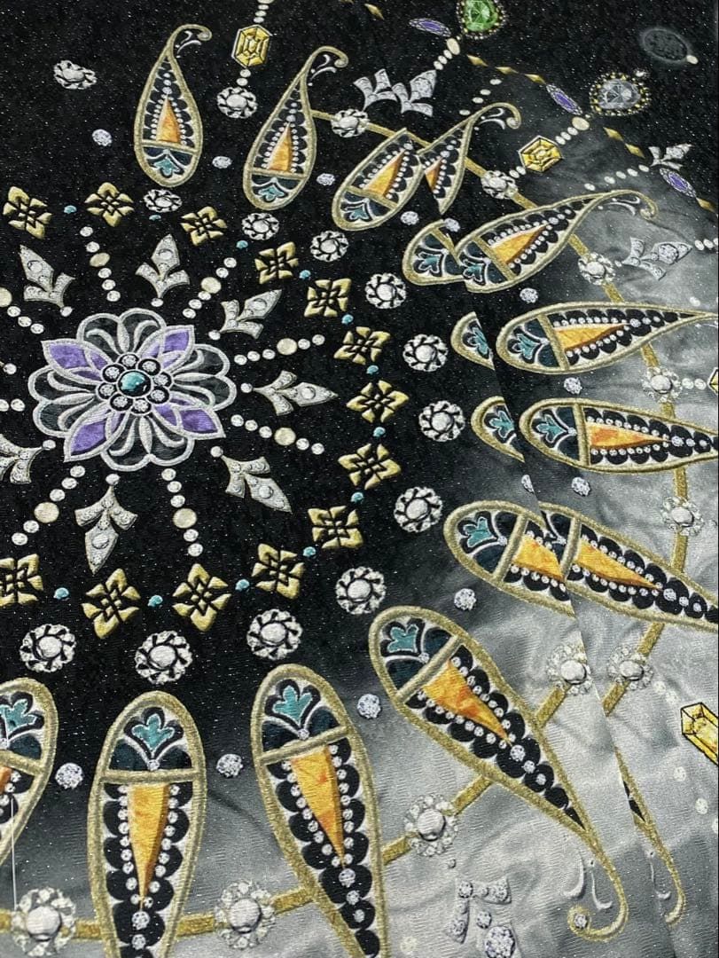 jewel 銀通し 訪問着 仮絵羽 未仕立て品 八掛付き 正絹 黒色 - メルカリ